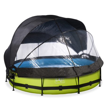 EXIT Piscine couverte Lime ø360x76cm avec voile d'ombrage et pompe filtrante - vert