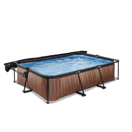 EXIT Piscine Wood 300x200x65cm avec voile d'ombrage et pompe filtrante - marron