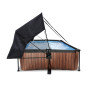 EXIT Piscine Wood 300x200x65cm avec voile d'ombrage et pompe filtrante - marron
