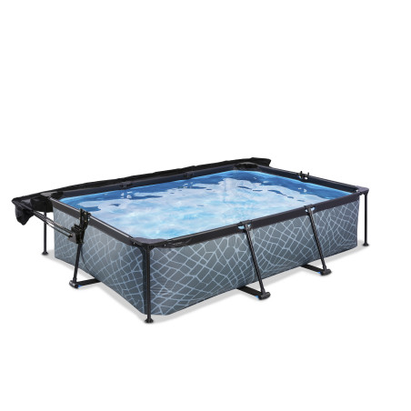 EXIT Piscine Stone 300x200x65cm avec voile d'ombrage et pompe filtrante - grise