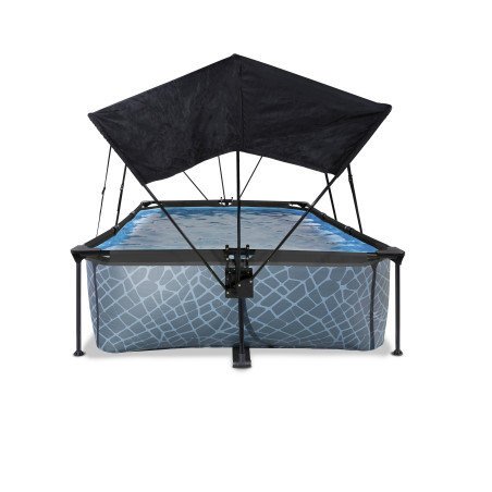 EXIT Piscine Stone 300x200x65cm avec voile d'ombrage et pompe filtrante - grise
