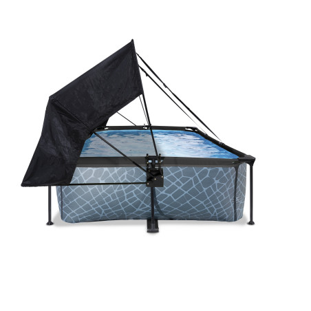 EXIT Piscine Stone 300x200x65cm avec voile d'ombrage et pompe filtrante - grise
