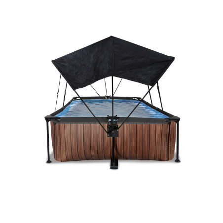 EXIT Piscine Wood 220x150x65cm avec voile d'ombrage et pompe filtrante - marron
