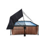 EXIT Piscine Wood 220x150x65cm avec voile d'ombrage et pompe filtrante - marron
