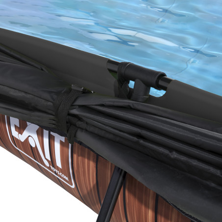 EXIT Piscine Wood 220x150x65cm avec voile d'ombrage et pompe filtrante - marron