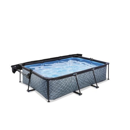 EXIT Piscine Stone 220x150x65cm avec voile d'ombrage et pompe filtrante - grise