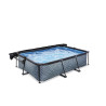 EXIT Piscine Stone 220x150x65cm avec voile d'ombrage et pompe filtrante - grise