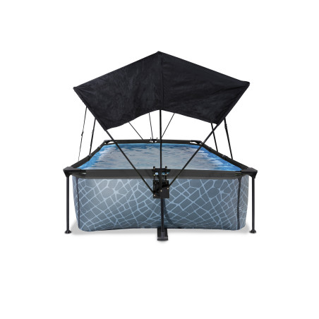 EXIT Piscine Stone 220x150x65cm avec voile d'ombrage et pompe filtrante - grise