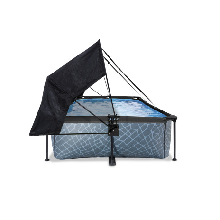 EXIT Piscine Stone 220x150x65cm avec voile d'ombrage et pompe filtrante - grise