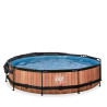 EXIT Piscine Wood ø360x76cm avec voile d'ombrage et pompe filtrante - marron