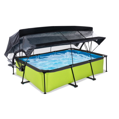 EXIT Piscine couverte Lime 300x200x65cm avec voile d'ombrage et pompe filtrante - vert