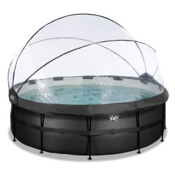 EXIT Piscine couverte Black Leather ø427x122cm avec pompe filtrante à sable et à chaleur - noir
