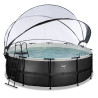 EXIT Piscine couverte Black Leather ø427x122cm avec pompe filtrante à sable et à chaleur - noir