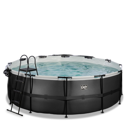 EXIT Piscine couverte Black Leather ø427x122cm avec pompe filtrante à sable et à chaleur - noir