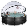EXIT Piscine couverte Black Leather ø427x122cm avec pompe filtrante à sable et à chaleur - noir