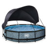 EXIT Piscine Stone ø360x76cm avec voile d'ombrage et pompe filtrante - grise