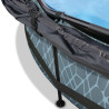 EXIT Piscine Stone ø360x76cm avec voile d'ombrage et pompe filtrante - grise