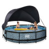 EXIT Piscine Stone ø360x76cm avec voile d'ombrage et pompe filtrante - grise