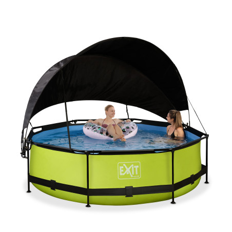 EXIT Piscine Lime ø300x76cm avec voile d'ombrage et pompe filtrante - vert