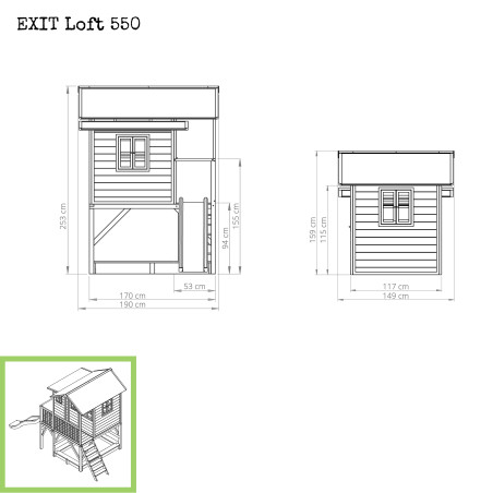EXIT Loft 550 cabane de jeu en bois - rouge