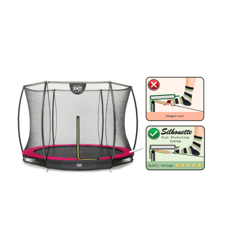 EXIT Trampoline Silhouette inground ø244cm avec filet de sécurité - rose