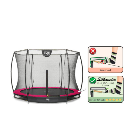 EXIT Trampoline Silhouette inground ø305cm avec filet de sécurité - rose