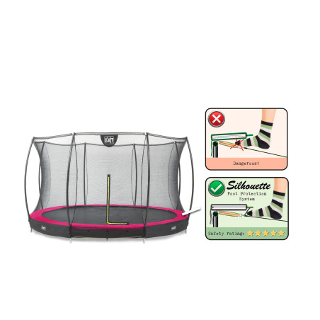 EXIT Trampoline Silhouette inground ø366cm avec filet de sécurité - rose