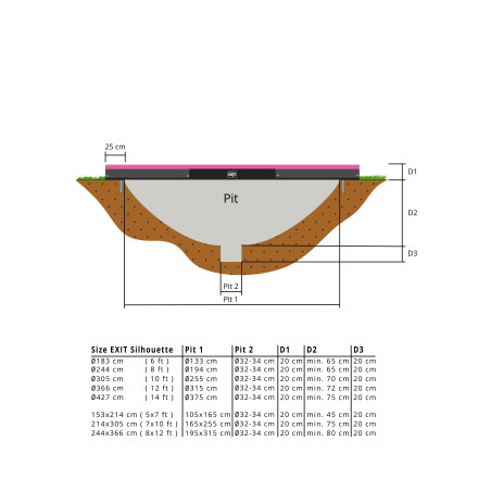 EXIT Trampoline Silhouette inground ø183cm avec filet de sécurité - rose