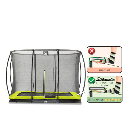 EXIT Trampoline Silhouette inground 244x366cm avec filet de sécurité - vert