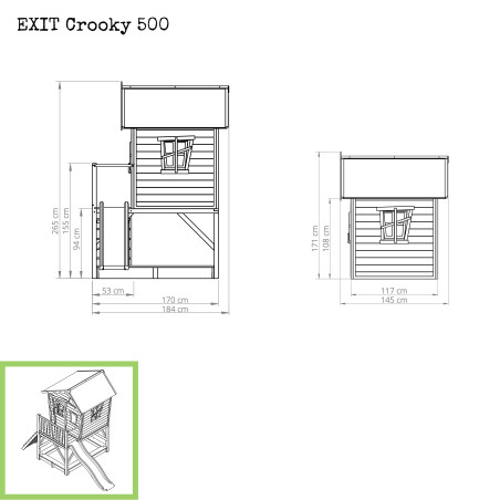 EXIT Crooky 500 cabane de jeu en bois - gris-beige
