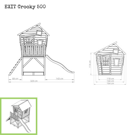 EXIT Crooky 500 cabane de jeu en bois - gris-beige