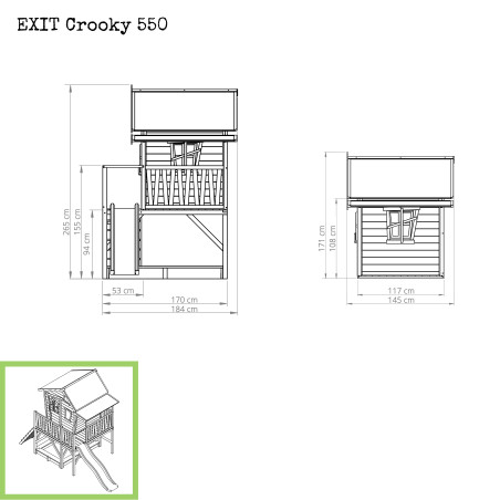 EXIT Crooky 550 cabane de jeu en bois - gris-beige