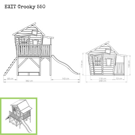 EXIT Crooky 550 cabane de jeu en bois - gris-beige
