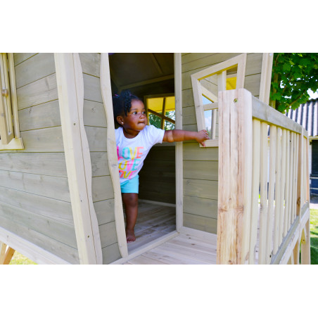 EXIT Crooky 550 cabane de jeu en bois - gris-beige
