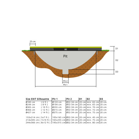 EXIT Trampoline Silhouette inground ø183cm avec filet de sécurité - vert