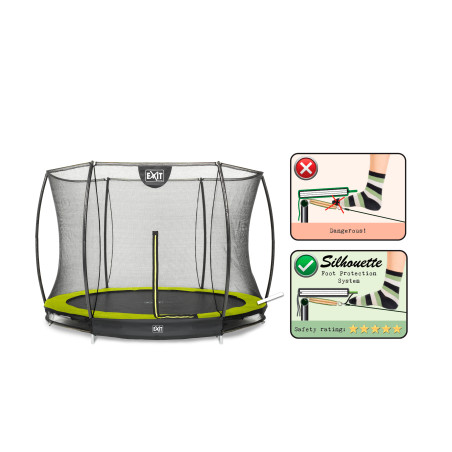 EXIT Trampoline Silhouette inground ø305cm avec filet de sécurité - vert