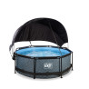 EXIT Piscine Stone ø244x76cm avec voile d'ombrage et pompe filtrante - grise