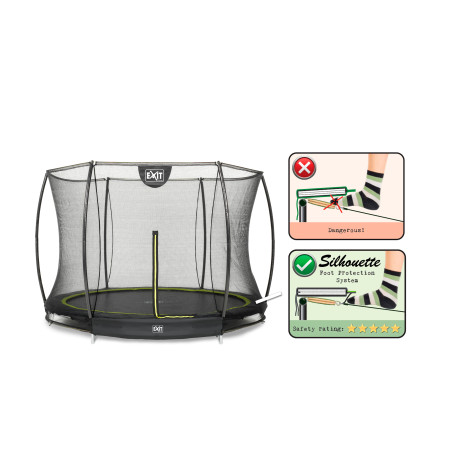 EXIT Trampoline Silhouette inground ø244cm avec filet de sécurité - noir
