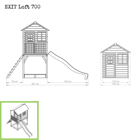 EXIT Loft 700 cabane de jeu en bois - vert