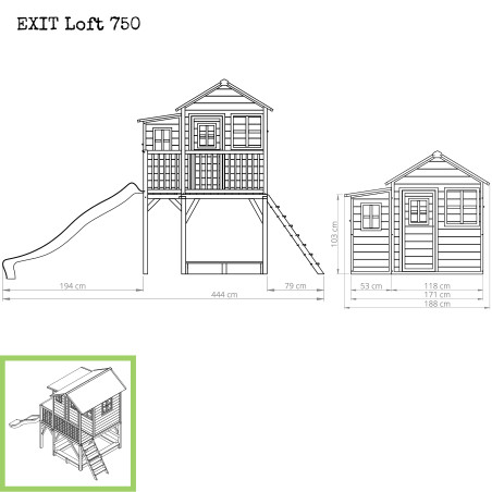 EXIT Loft 750 cabane de jeu en bois - naturel