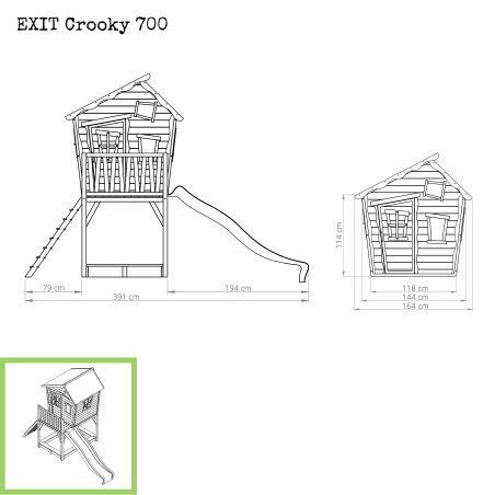 EXIT Crooky 700 cabane de jeu en bois - gris-beige