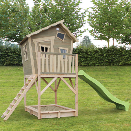 EXIT Crooky 700 cabane de jeu en bois - gris-beige