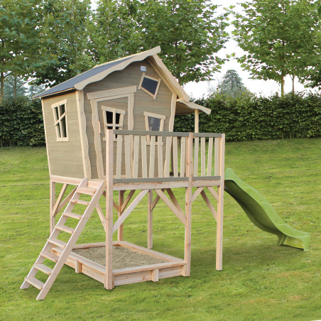 EXIT Crooky 750 cabane de jeu en bois - gris-beige
