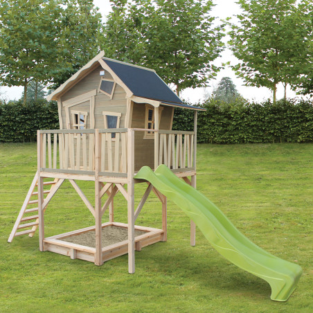 EXIT Crooky 750 cabane de jeu en bois - gris-beige