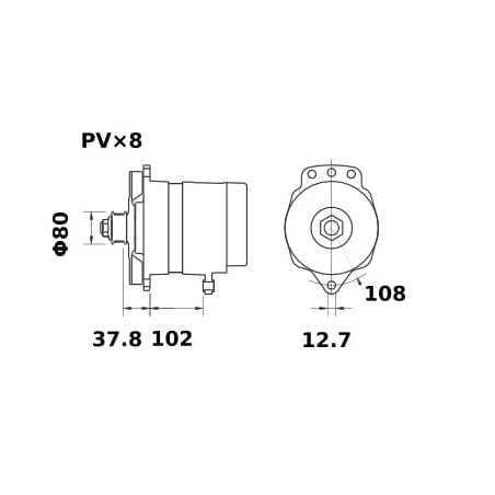 Alternateur 48V 180A MAHLE MG93