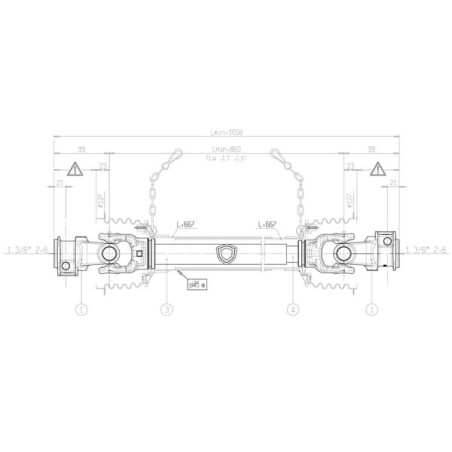 Arbre de transmission BONDIOLI/6PAVESI 7G1N086CE007007
