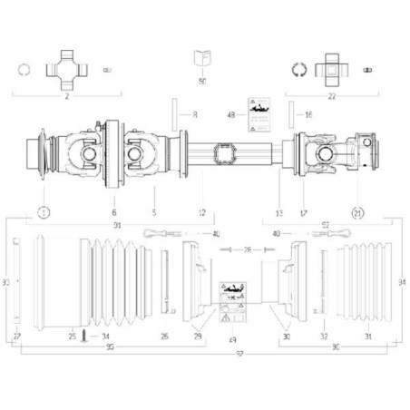 Arbre de transmission BONDIOLI/6PAVESI CS2R121CEWR7007