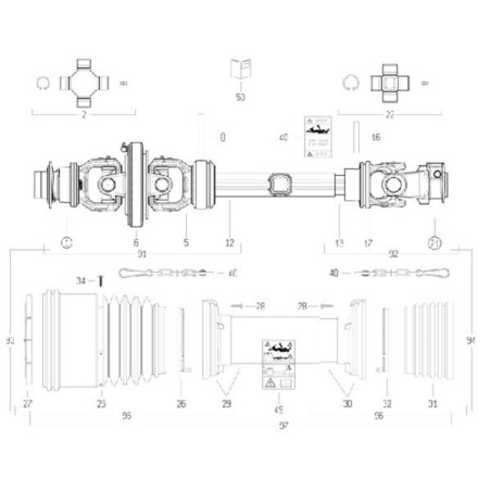 Arbre de transmission BONDIOLI/6PAVESI CS6R101CEWR7007