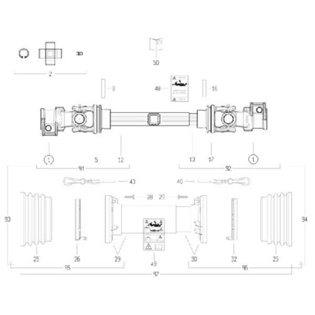 Arbre de transmission BONDIOLI/6PAVESI CS1N086CE007007