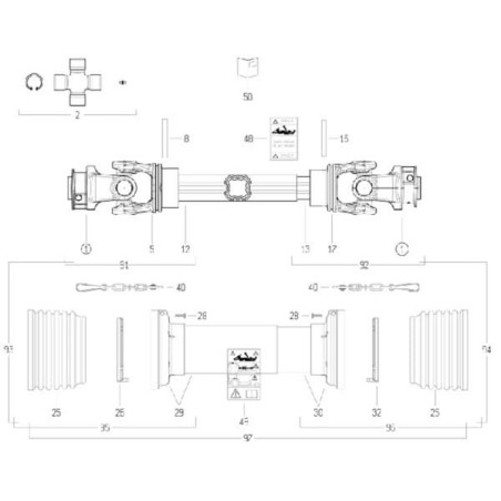 Arbre de transmission BONDIOLI/6PAVESI CS9N071CE007007